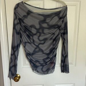 Cider Sheer Black Patterned Blouse